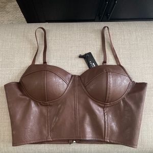 Brown Faux leather corset top